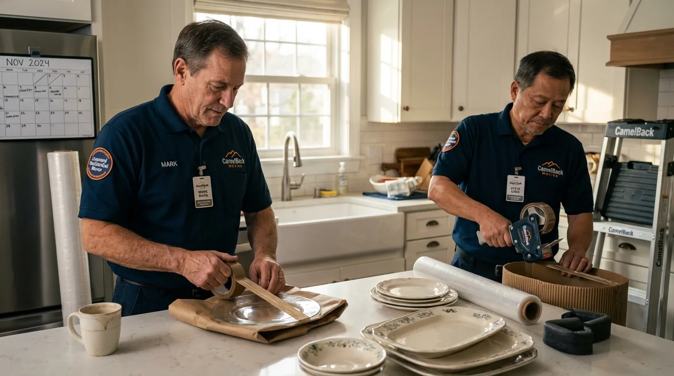 Professional crew packing kitchen dishware in Sauk Centre, MN